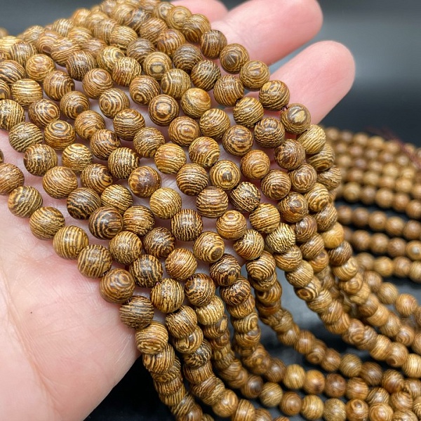 6 мм, Деревянные бусины темно-песочные