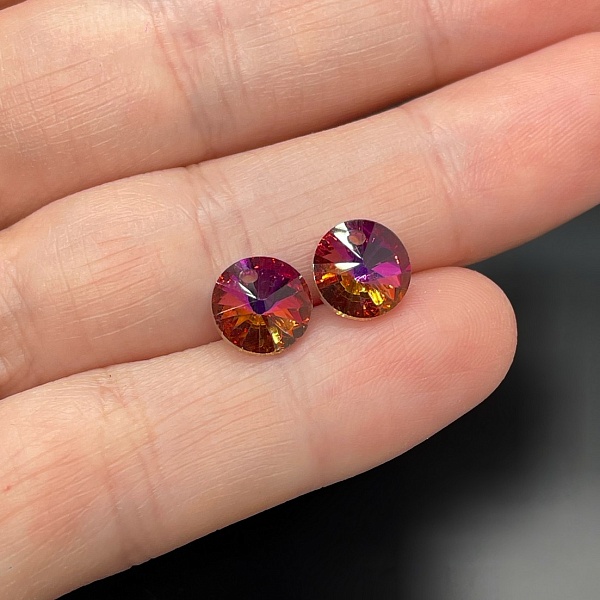 11 мм, Стекло Lux, Подвеска круг, цвет фиолетовый