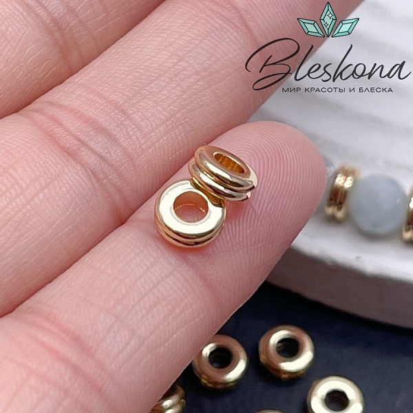 6*2,5 мм Цвет золото, Бусина-разделитель двойная