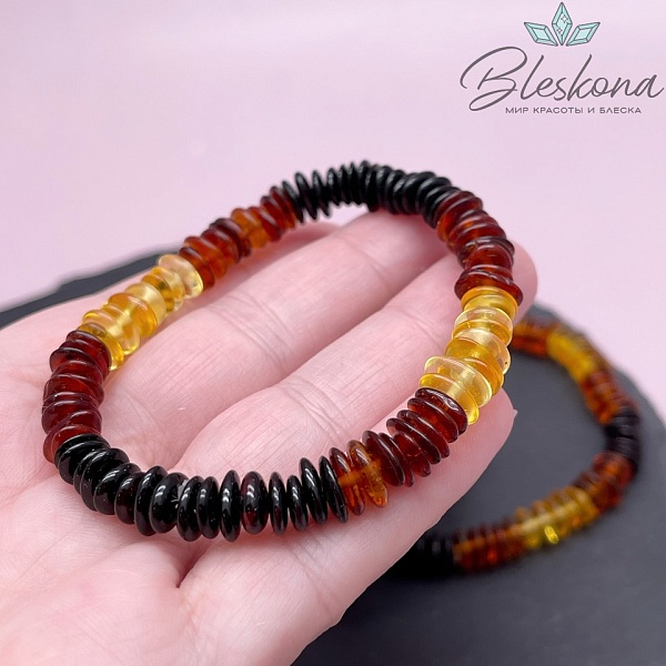 Янтарь крошка микс №2 8-10 мм сет 19 см