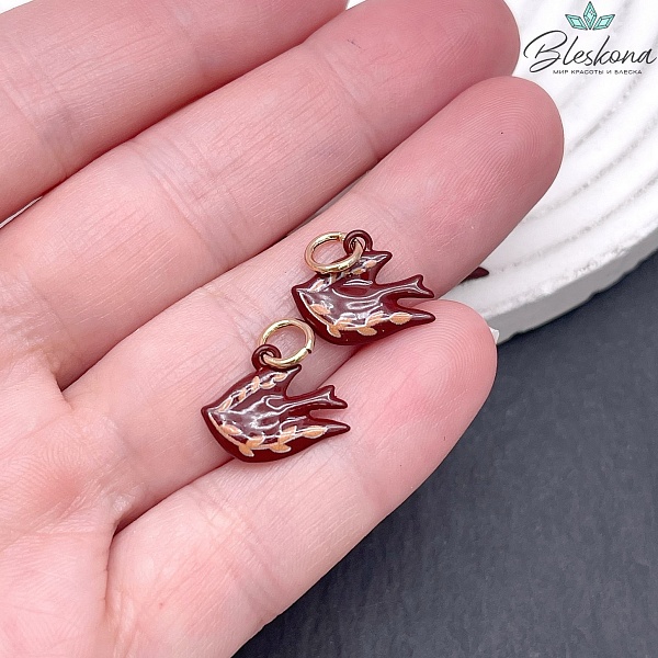 14*12 мм Цвет золото, Подвеска Птица эмаль