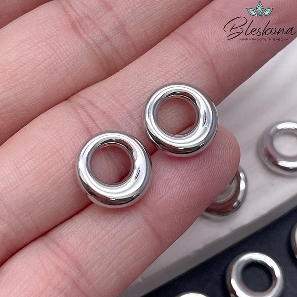 12,5 мм Цвет серебро, Подвеска кольцо-бублик гладкий