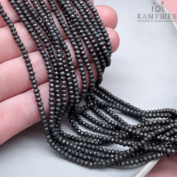 Шунгит микроогранка рондель 3*2 мм УЦЕНКА