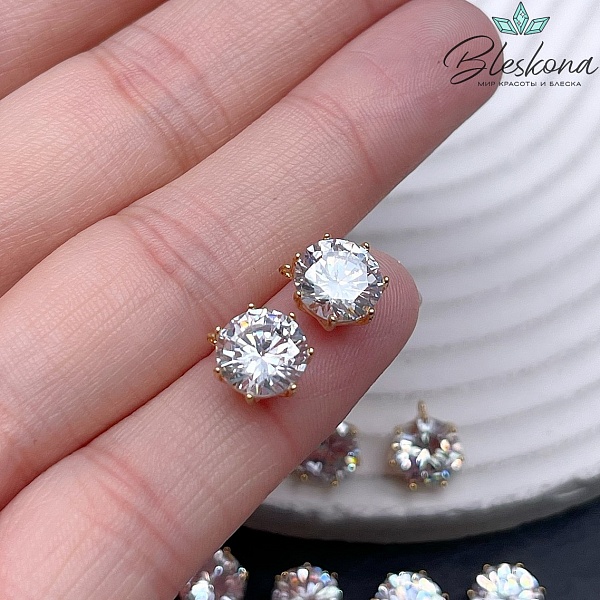 10*9 мм Цвет золото, Подвеска круг циркон 