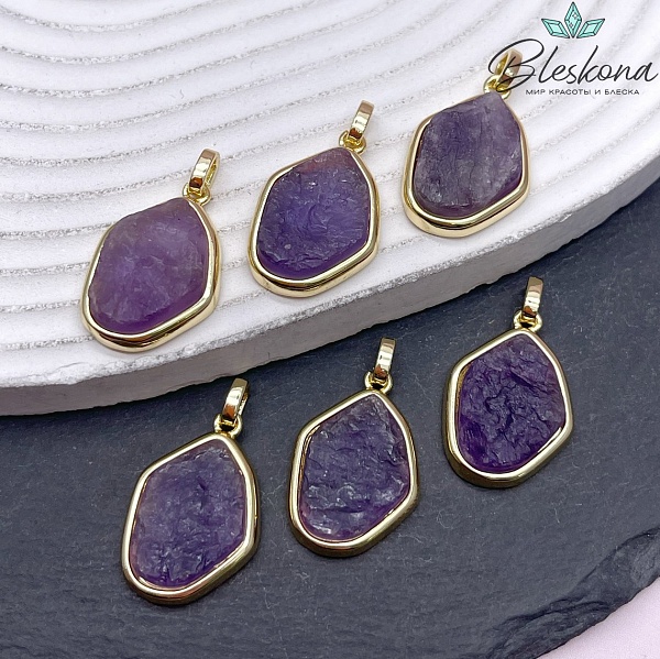 28*16,5 мм Цвет золото, Подвеска Аметист