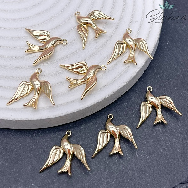 20*21 мм Цвет золото, Подвеска Ласточка 