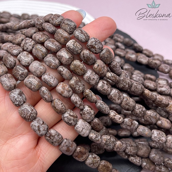 Обсидиан снежный коричневый прямоугольник 10*8,5 мм