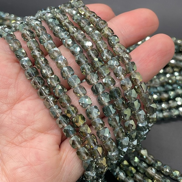 5 мм Стекло Lux, куб огранка, цвет темно- зеленый