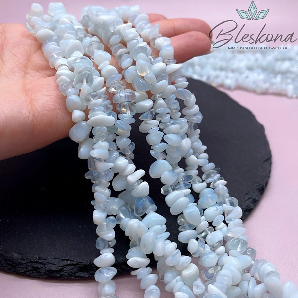 Крошка Лунный камень №1 (имитация) ширина бусин ~ 6-9 мм