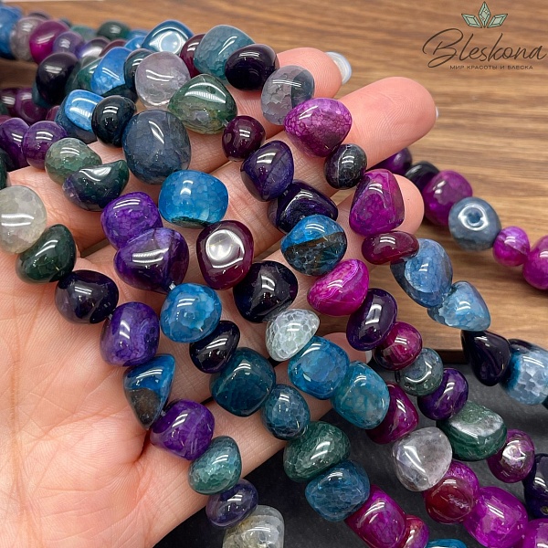 Агат микс (тонированный) галтовка фриформ (7-11)*(10-11) мм 