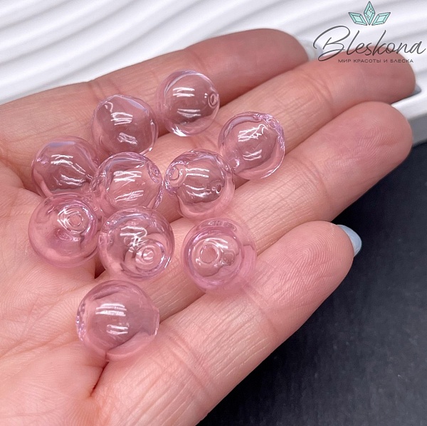 12 мм Бусина шар стекло розовое