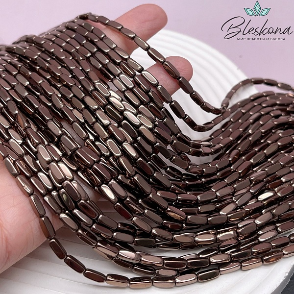 7,5*3 мм Гематин имитация, коричневый (шоколадный), прямоугольник округленные стороны