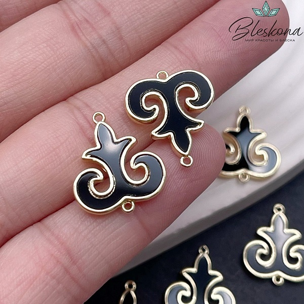 18*16 мм Цвет золото, Коннектор черная керамика Этно №24