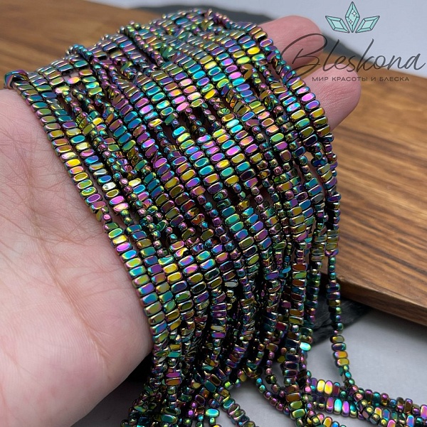 2*4 мм Гематин плоский прямоугольник, хамелеон №1, имитация