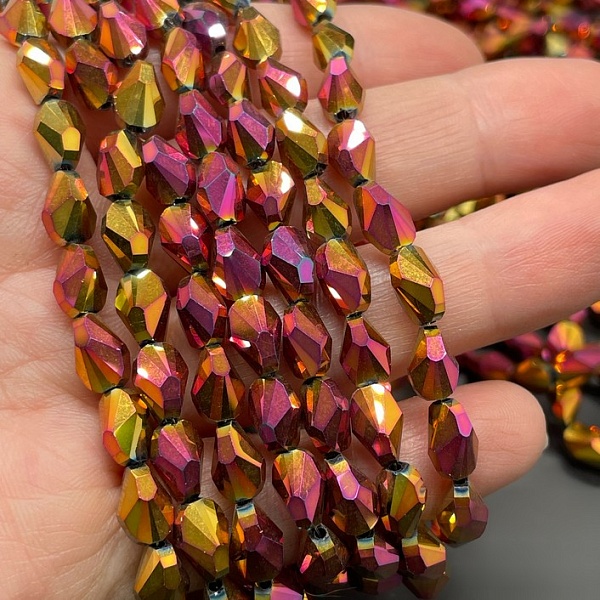 6*8 мм Стекло Lux, ракушка, цвет хамелеон бордовый