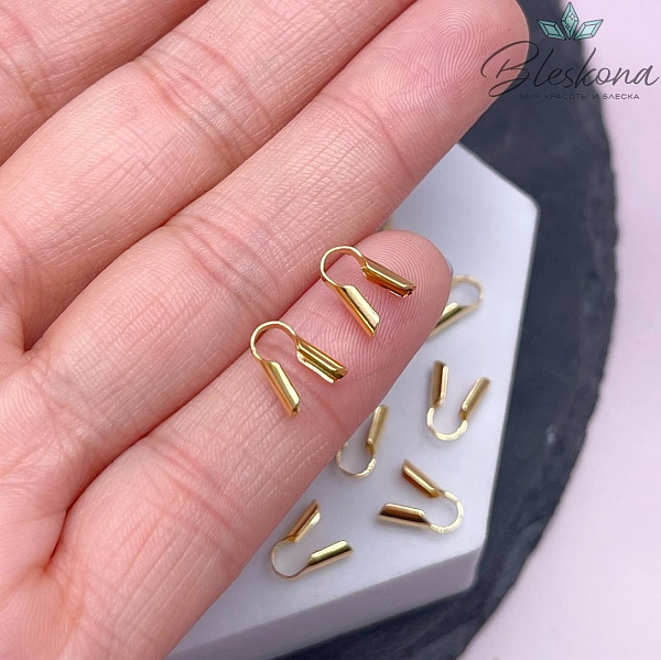 9*4 мм Цвет золото, Зажим-Концевик для шнура под вклейку