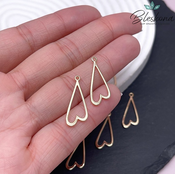 24*9,5 мм Цвет золото, Подвеска Сердце перевернутое контур 