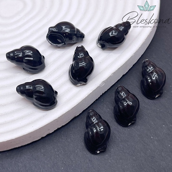 13*21 мм Керамика Бусина ракушка черная