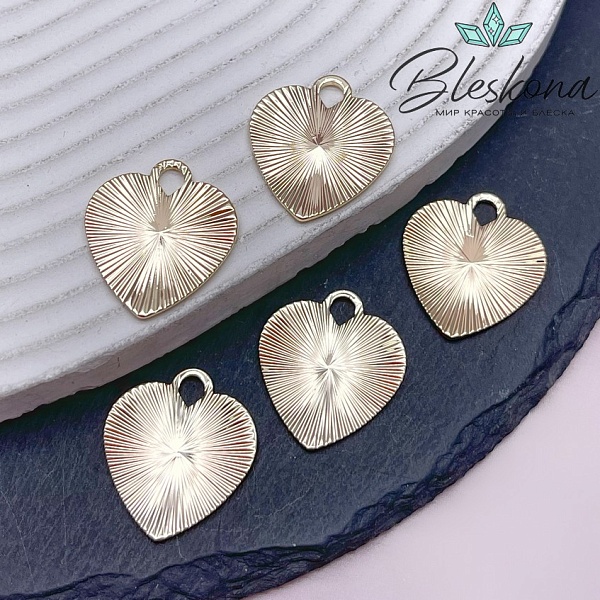 19,5*20 мм Цвет золото, Подвеска сердце полосы