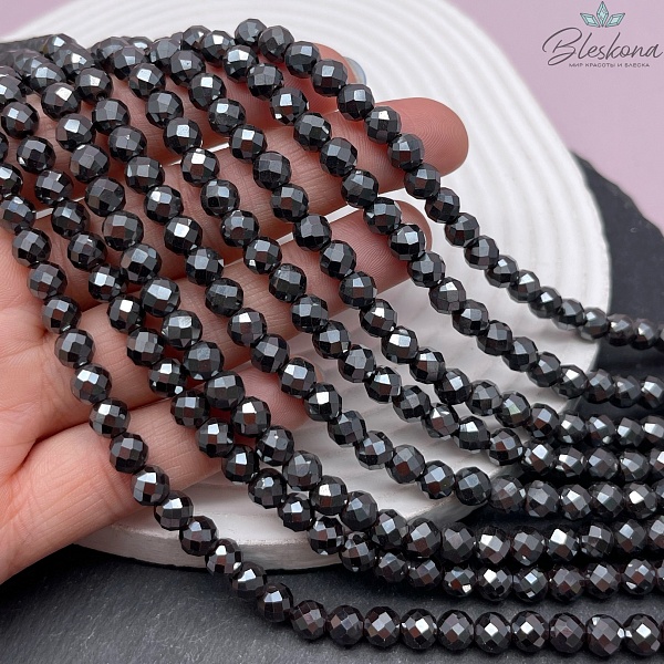 6мм Гематин имитация, алмазная огранка 