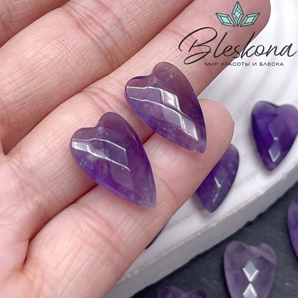 20*12 мм,Подвеска Сердце Аметист алмазная огранка