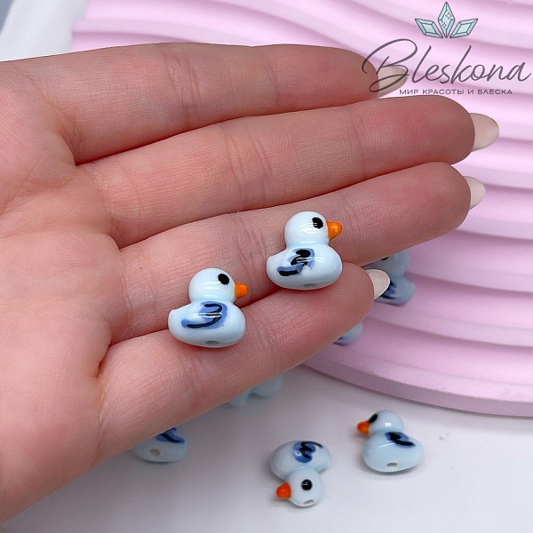 12*12,5 мм Керамика бусина уточка светло-голубая