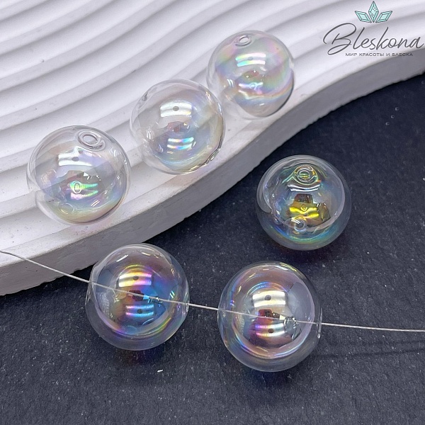 20 мм Бусина шар стекло прозрачное с переливом