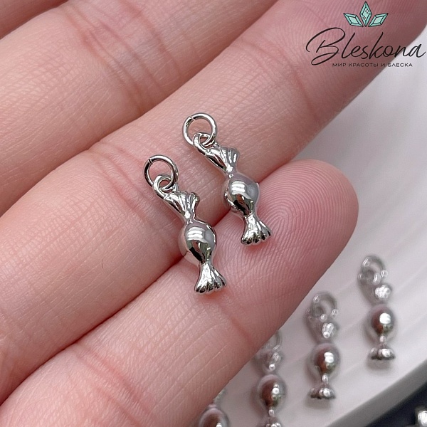 14*4 мм Цвет серебро, Подвеска конфета