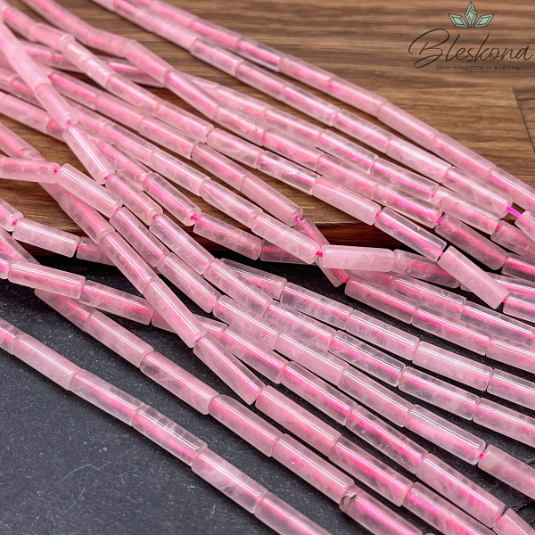 Розовый кварц трубочки 13*4 мм