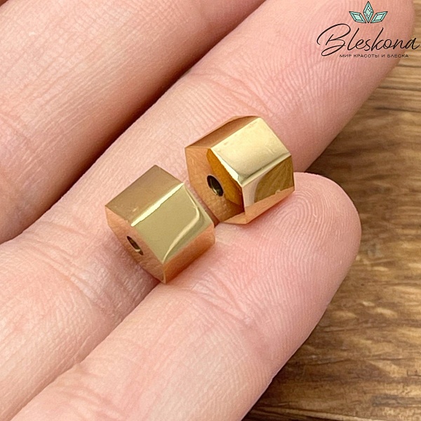 Бусина шестигранник, цвет золото 8*6 мм СТАЛЬ