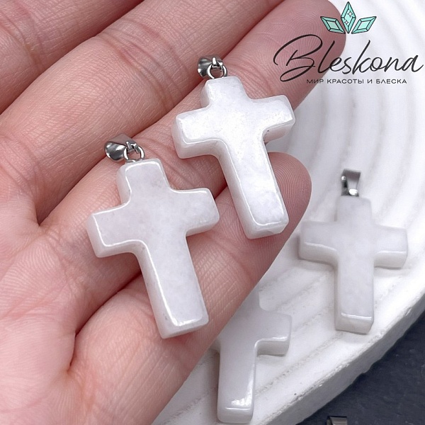 Подвеска крест Кварц, цвет серебро 28*18 мм