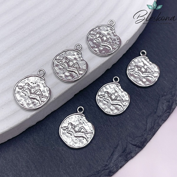 14 мм, цвет серебро, Подвеска Дева Р16680