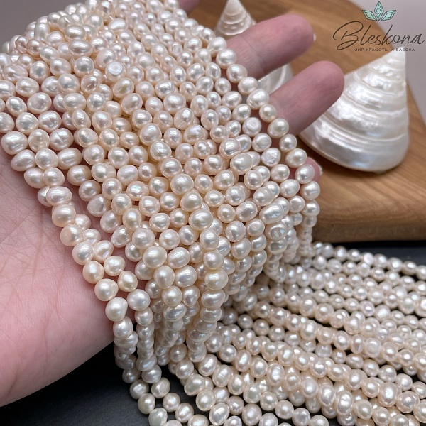 Жемчуг натуральный белый 6,5-7 мм