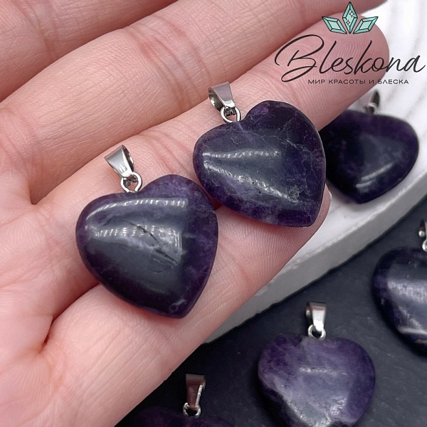 21*20 мм Цвет серебро, Подвеска Сердце Флюорит