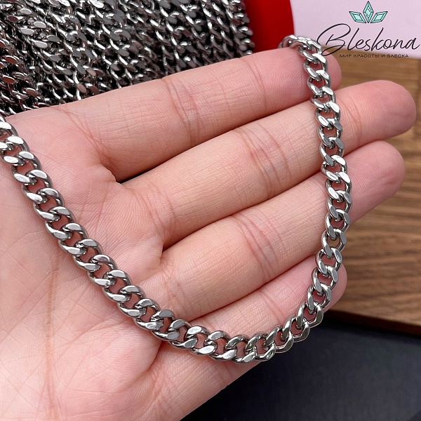 Цепь №90 цвет серебро 6*7,3 мм