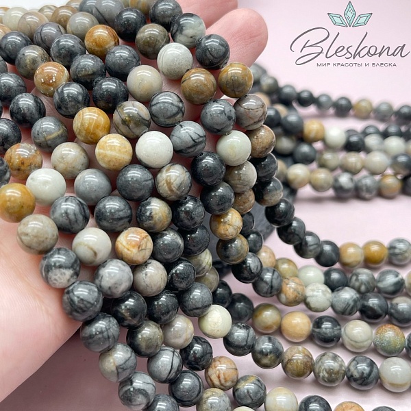 Яшма Black Picasso 8 мм