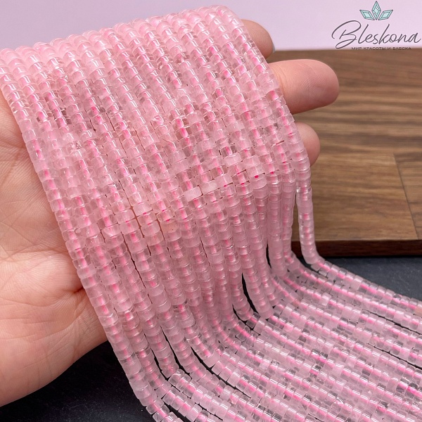 Розовый кварц диски 4*2мм