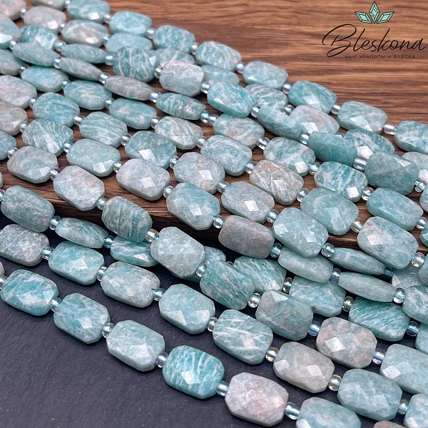 Амазонит плоский прямоугольник огранка 12*8 мм