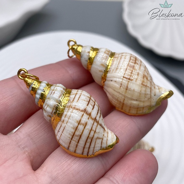 Подвеска Ракушка, цвет золото 45 мм №6