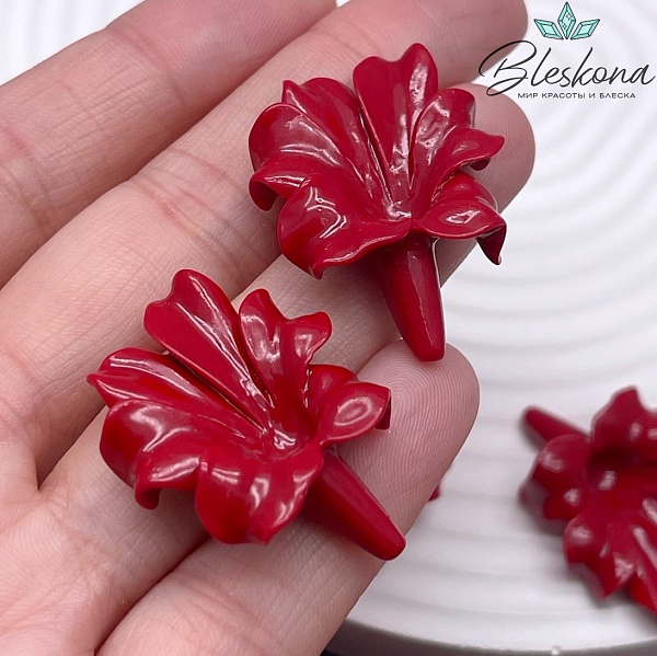 35*25 мм Подвеска цветок цвет красный 