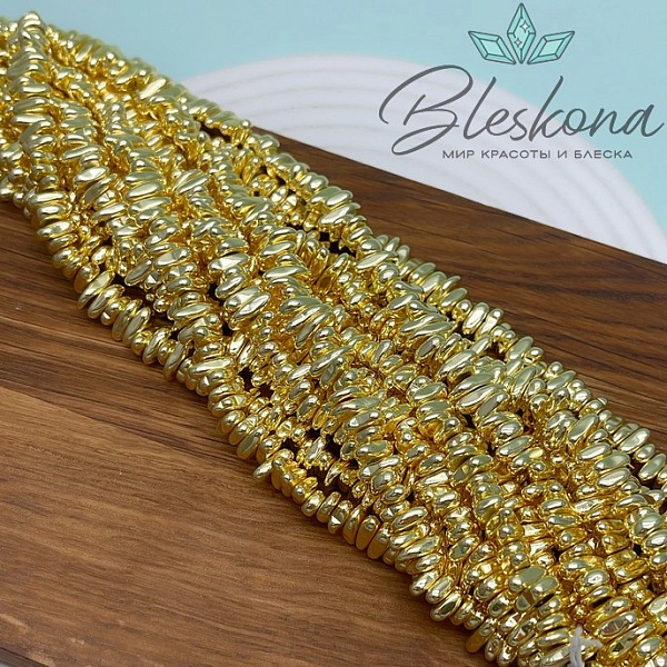 6,5-9 мм Гематин сколы шлифованные, светлое золото, имитация