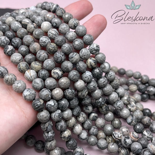 Яшма картографическая огранка 8 мм