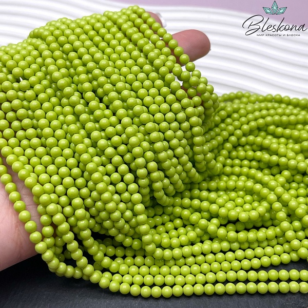 Жемчуг Майорка цвет светло-зеленый 4 мм