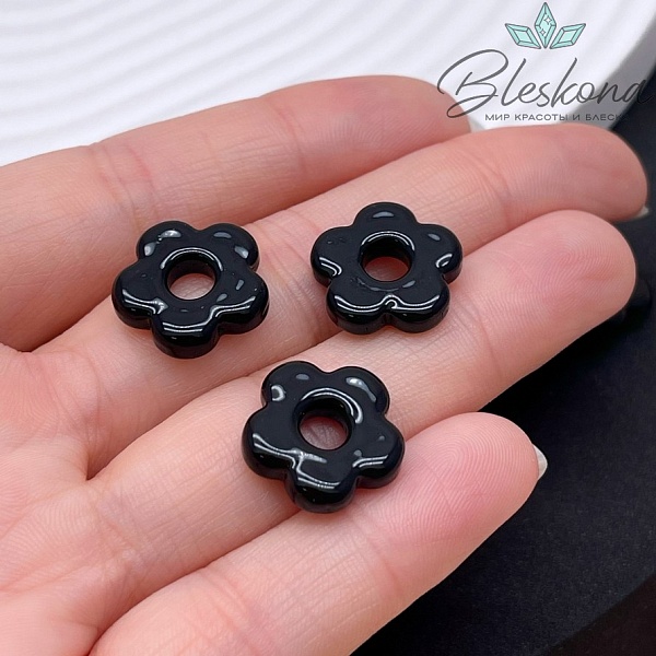 15 мм Подвеска цветок черный