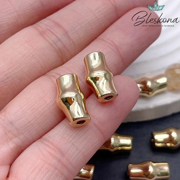 15*8,6 мм Цвет золото, Бусина трубочка бамбук