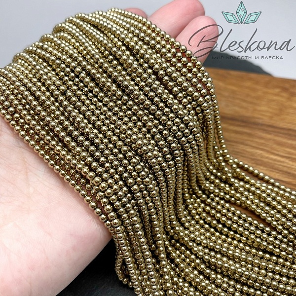 3 мм Гематин имитация, цвет темное золото №1