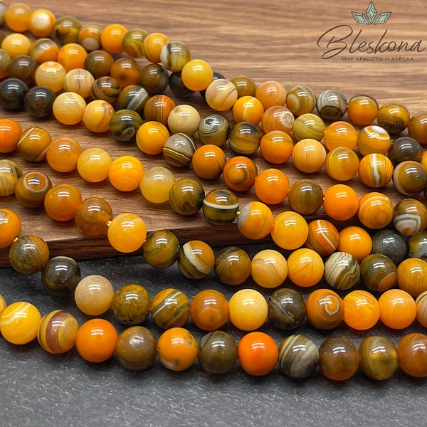 Агат оранжево-коричневый 8 мм 