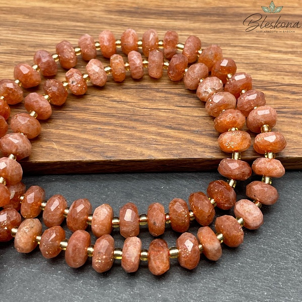 Солнечный камень рондель алмазная огранка 10*5 мм 