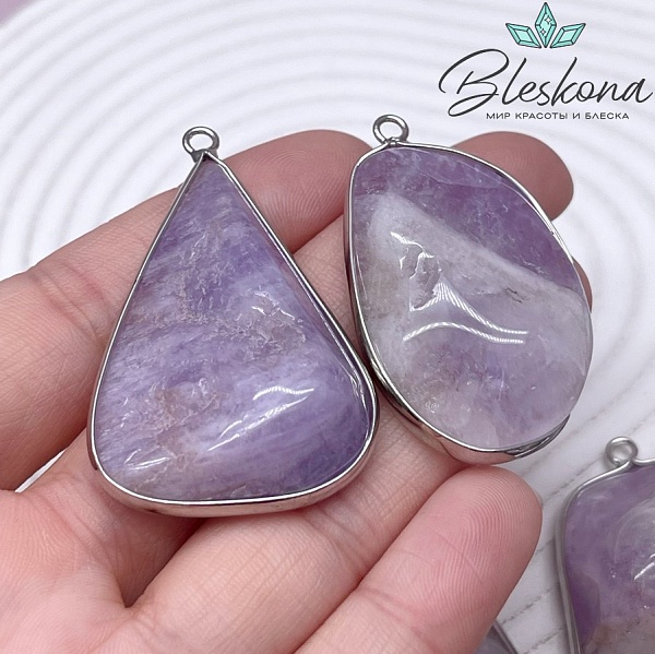 (40-55)*(26-38) Цвет серебро, Подвеска Лавандовый  Аметист