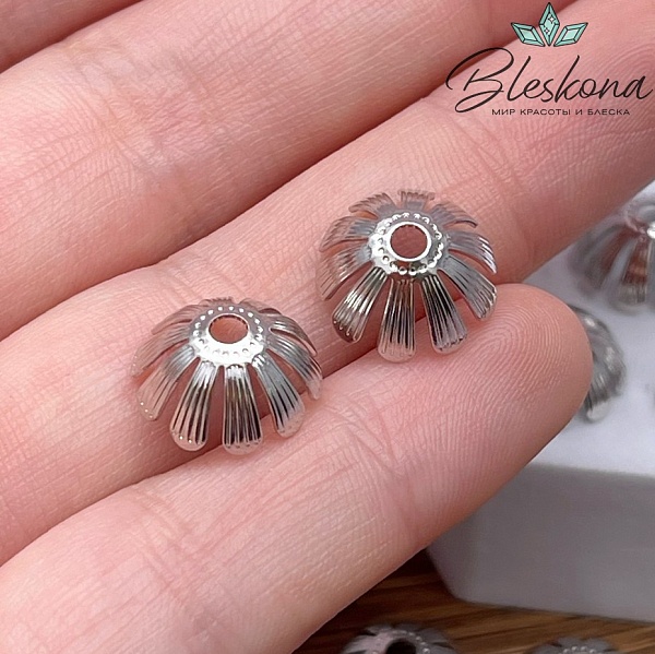 12*5 мм Цвет серебро, Шапочка цветок 